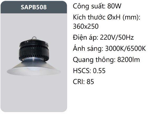 ĐÈN NHÀ XƯỞNG LED 80W DUHAL SAPB508