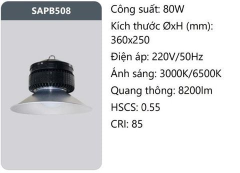  ĐÈN LED NHÀ XƯỞNG DUHAL 80W SAPB508 