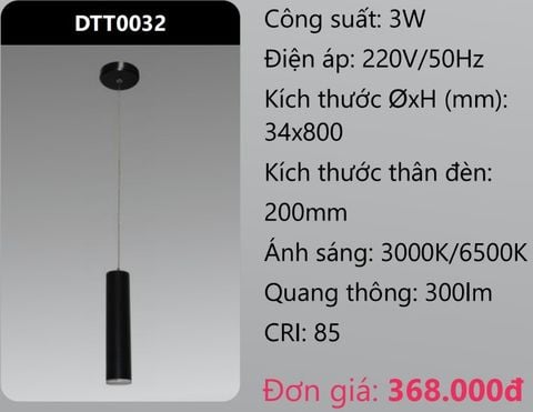  ĐÈN ỐNG TREO THẢ TRANG TRÍ LED 3W DUHAL DTT0032 