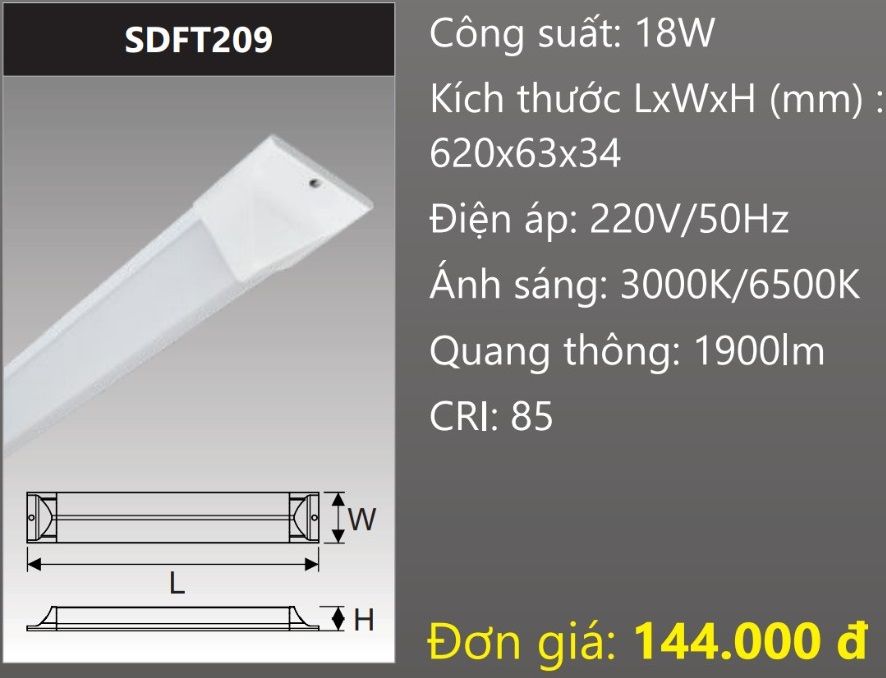 ĐÈN ỐP TRẦN BÁN NGUYỆT CHỮ V LED 18W DUHAL SDFT209
