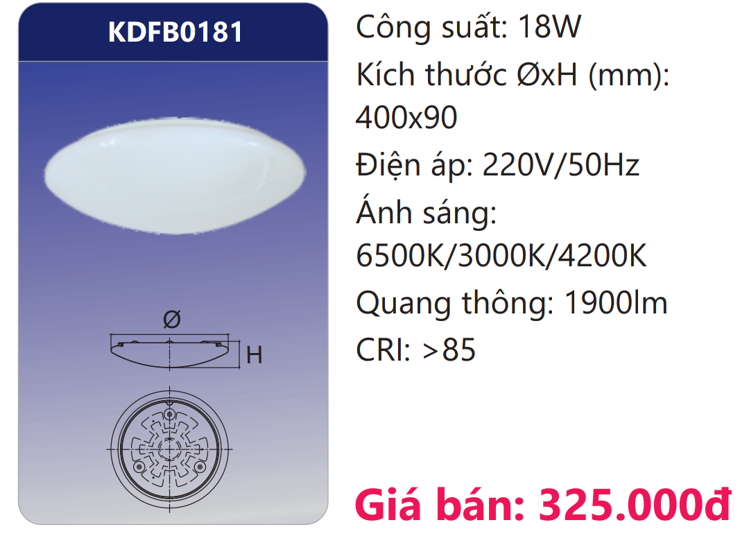 ĐÈN ỐP TRẦN LED ĐỔI 3 MÀU 18W DUHAL KDFB0181