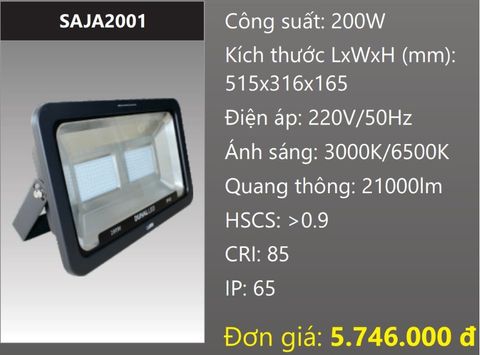  ĐÈN PHA LED 200W DUHAL SAJA2001 