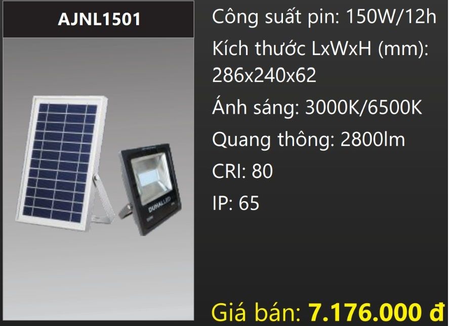 ĐÈN PHA NĂNG LƯỢNG MẶT TRỜI 150W DUHAL AJNL1501