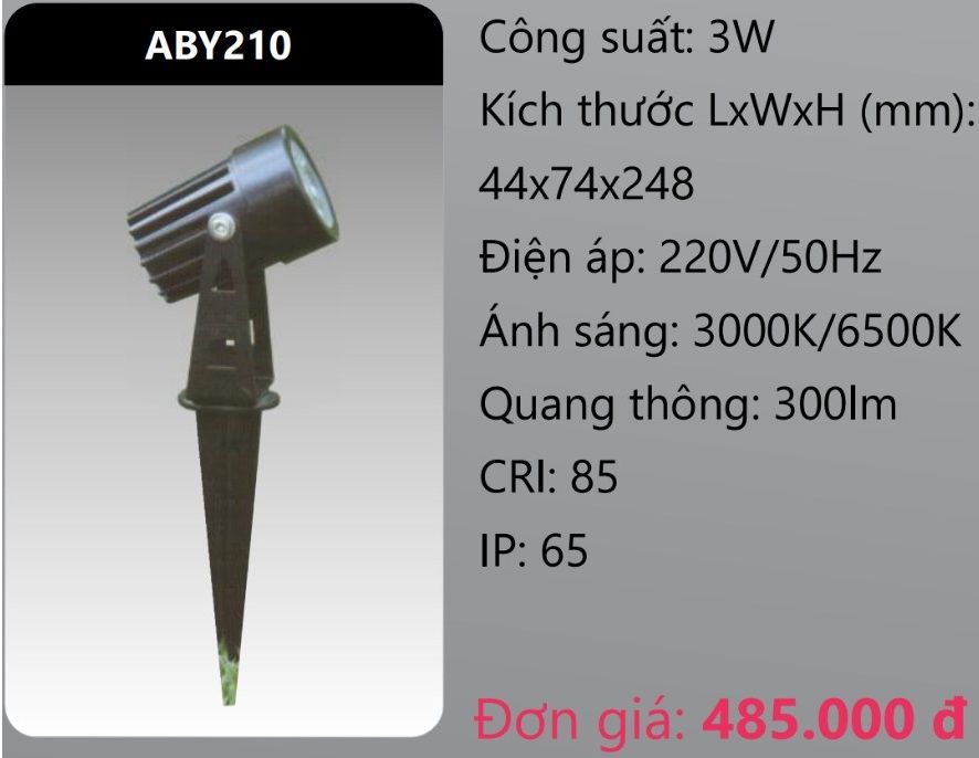 ĐÈN RỌI CHIẾU ĐIỂM CẮM CỎ SÂN VƯỜN LED 3W DUHAL ABY210