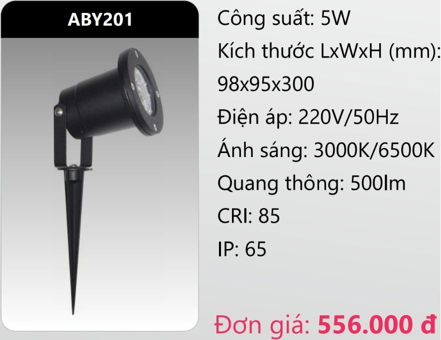 ĐÈN RỌI CHIẾU ĐIỂM CẮM CỎ SÂN VƯỜN LED 5W DUHAL ABY201