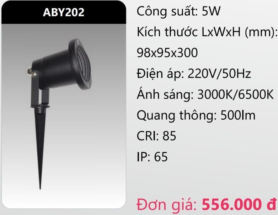 ĐÈN RỌI CHIẾU ĐIỂM CẮM CỎ SÂN VƯỜN LED 5W DUHAL ABY202