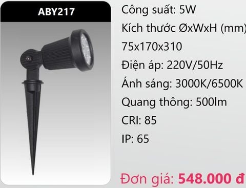  ĐÈN RỌI CHIẾU ĐIỂM CẮM CỎ SÂN VƯỜN LED 5W DUHAL ABY217 