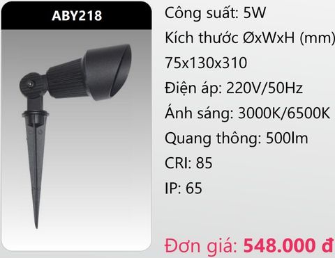  ĐÈN RỌI CHIẾU ĐIỂM CẮM CỎ SÂN VƯỜN LED 5W DUHAL ABY218 