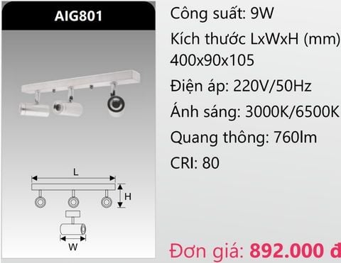  ĐÈN RỌI TRANH - SOI GƯƠNG LED 9W DUHAL AIG801 