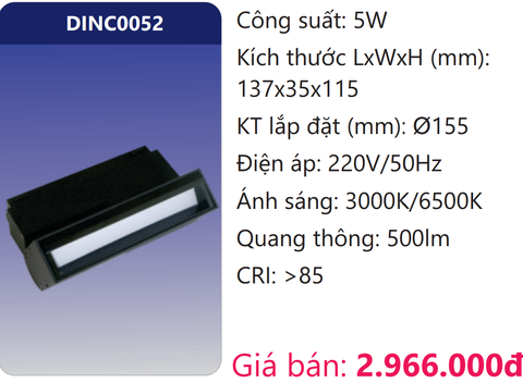  ĐÈN TÁN QUANG NAM CHÂM LED 5W DUHAL DINC0052 