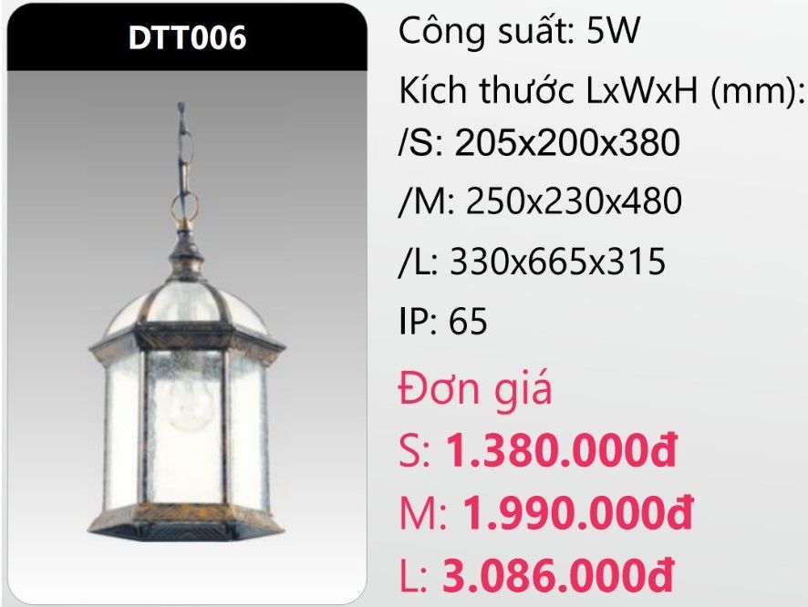ĐÈN THẢ TREO TRANG TRÍ DUHAL DTT006 (DTT006S - DTT006M - DTT006L)