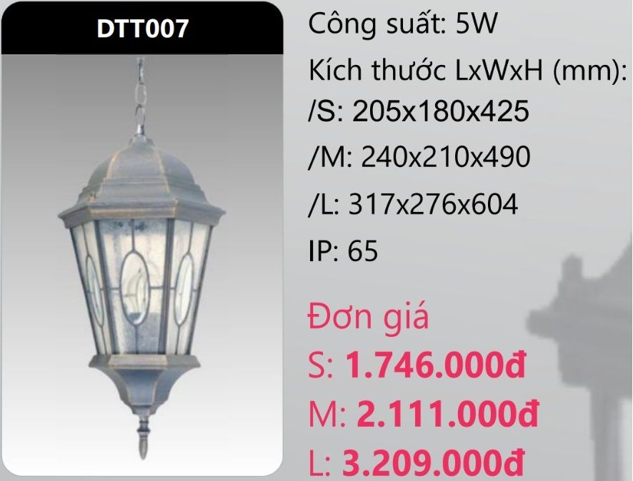 ĐÈN THẢ TREO TRANG TRÍ DUHAL DTT007 (DTT007S - DTT007M - DTT007L)