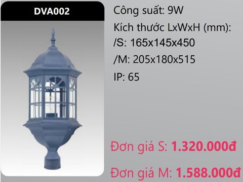  ĐÈN TRỤ CỔNG DUHAL 9W DVA002 (DVA002S - DVA002M) 