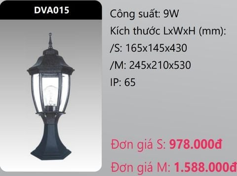  ĐÈN TRỤ CỔNG DUHAL LED 9W DVA015 (DVA015S - DVA015M) 