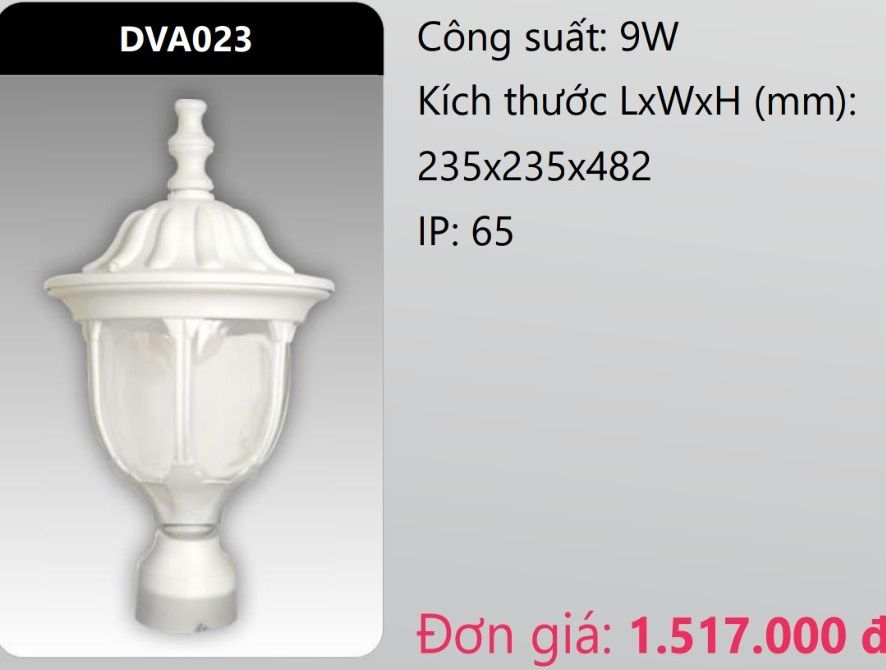 ĐÈN TRỤ CỔNG DUHAL LED 9W DVA023