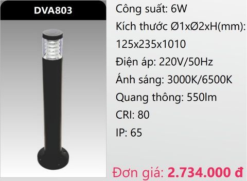  ĐÈN TRỤ SÂN VƯỜN LED 6W DUHAL DVA803 