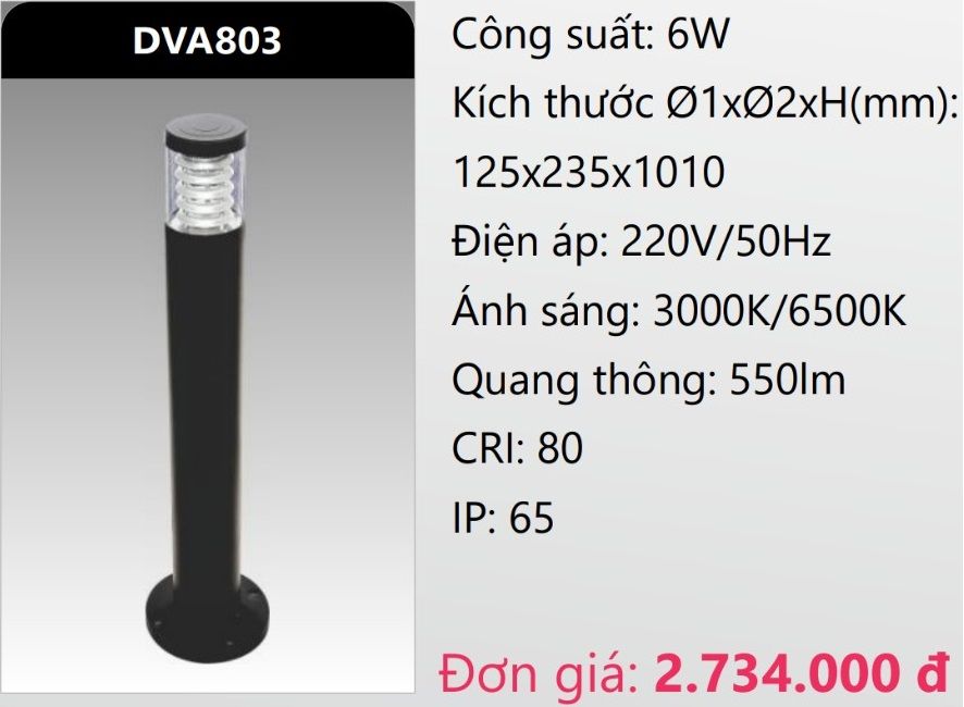 ĐÈN TRỤ SÂN VƯỜN LED 6W DUHAL DVA803