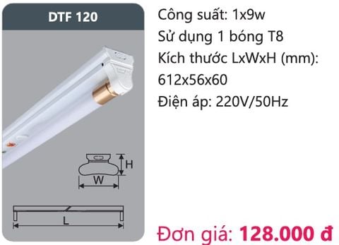  ĐÈN TUÝP HUỲNH QUANG LED DUHAL 9W DTF 120 