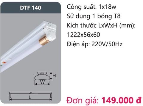  ĐÈN TUÝP HUỲNH QUANG LED DUHAL 18W DTF 140 