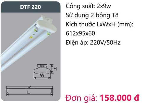  ĐÈN TUÝP HUỲNH QUANG ĐÔI LED DUHAL 2x9W DTF 220 