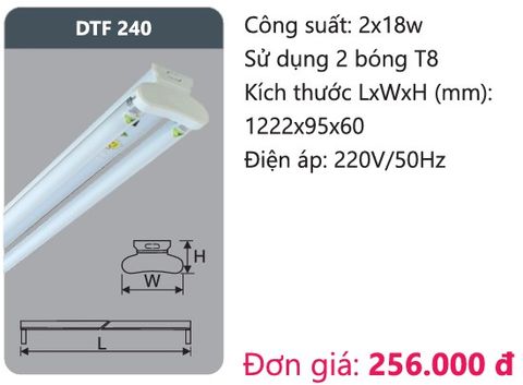  ĐÈN TUÝP HUỲNH QUANG ĐÔI LED DUHAL 2x18W DTF 240 