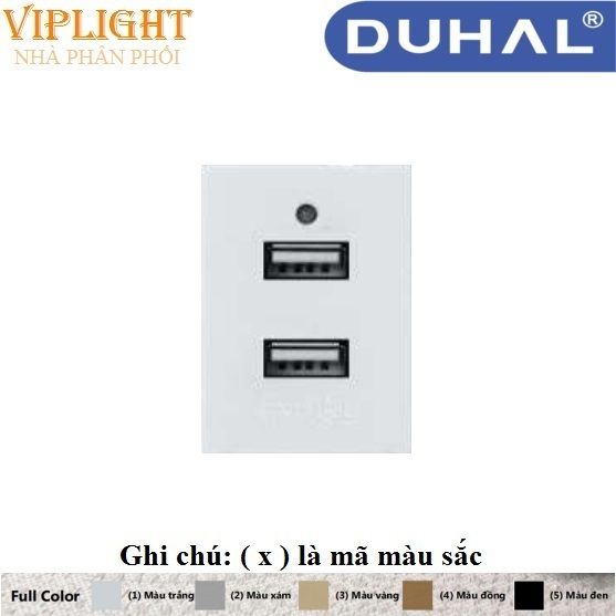 Ổ CẮM ĐÔI USB SIZE M 5V 2A DUHAL SxB622 Màu xám, vàng, đồng, đen - DÒNG MOON K