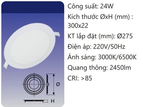 ĐÈN LED ÂM TRẦN SIÊU MỎNG TRÒN 24W DUHAL KDGT524 / SDGT524