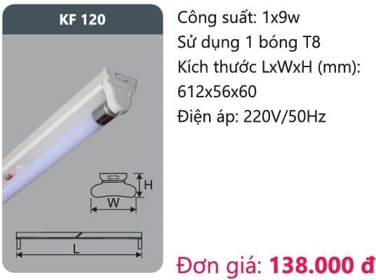 ĐÈN TUÝP HUỲNH QUANG LED DUHAL 9W KF 120