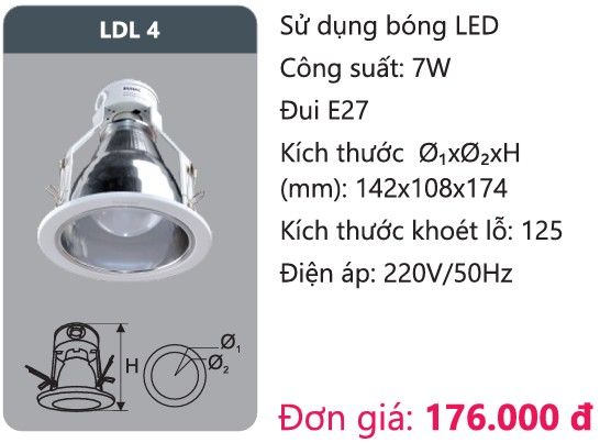 ĐÈN LON DOWNLIGHT ÂM TRẦN O140 DUHAL LDL 4