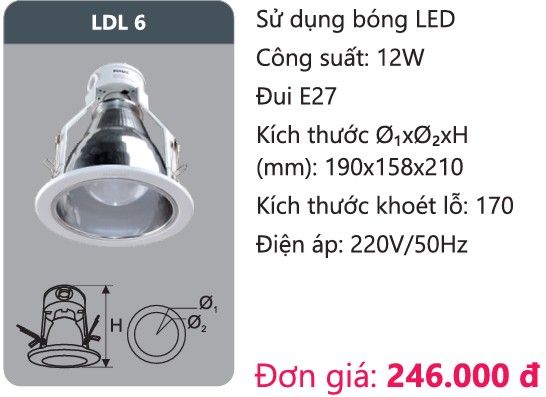 ĐÈN LON DOWNLIGHT ÂM TRẦN O190 DUHAL LDL 6