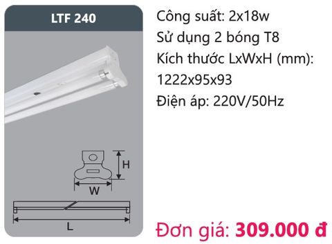  ĐÈN TUÝP HUỲNH QUANG ĐÔI LED DUHAL 2x18W LTF 240 