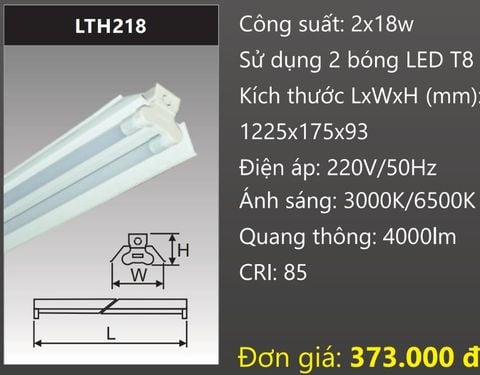  MÁNG ĐÈN CHÓA CÔNG NGHIỆP GẮN 2 BÓNG 1M2 LED 2X18W DUHAL LTH218 