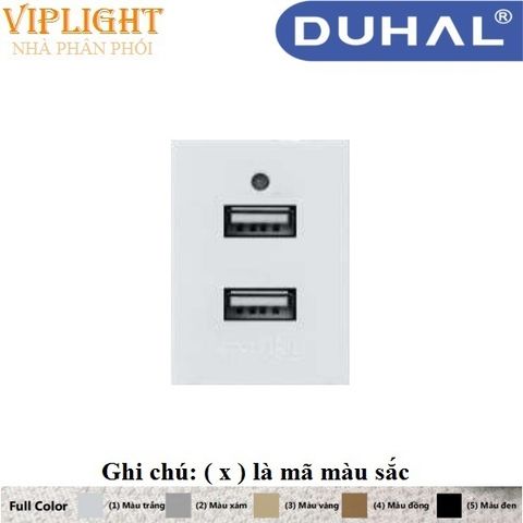  Ổ CẮM ĐÔI USB SIZE M 5V 2A DUHAL S1B622 Màu trắng - DÒNG MOON K 