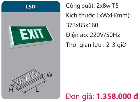  ĐÈN EXIT THOÁT HIỂM DUHAL LSD 2x8w T5 