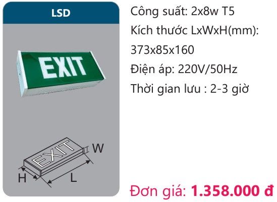 ĐÈN EXIT THOÁT HIỂM DUHAL LSD 2x8w T5