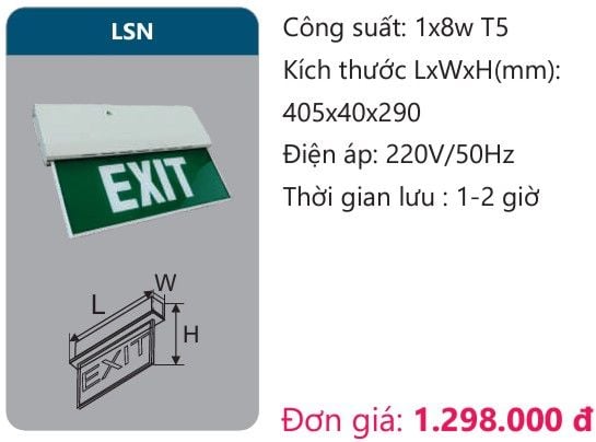 ĐÈN EXIT THOÁT HIỂM DUHAL LSN 1x8W T5