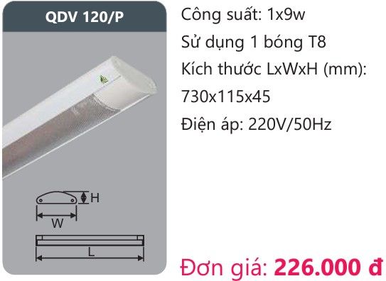 MÁNG ĐÈN ỐP TRẦN CHỤP MICA DUHAL QDV 120/P