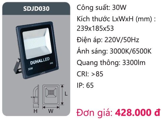 ĐÈN PHA LED 30W DUHAL SDJD030