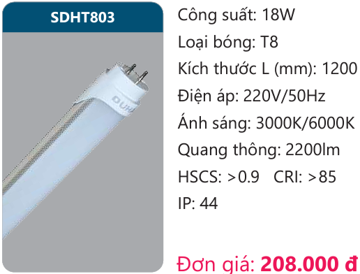 BÓNG ĐÈN TUÝP LED DUHAL SDHT803 ( 1m2, 18W )