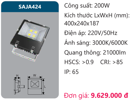 ĐÈN PHA LED DUHAL 200W SAJA424