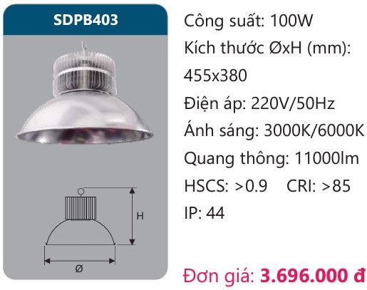 ĐÈN LED NHÀ XƯỞNG 100W DUHAL SDPB403