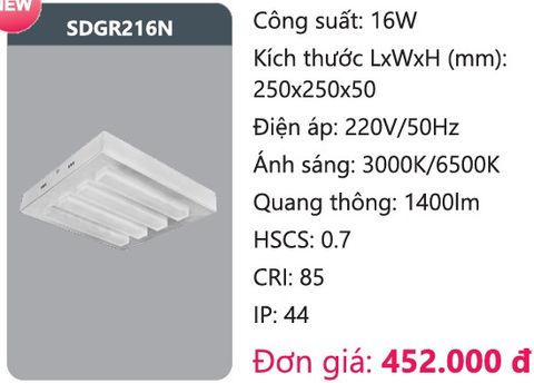  ĐÈN LED ỐP TRẦN NỔI DUHAL SDGR216N / 16W ( MẪU MỚI ) 