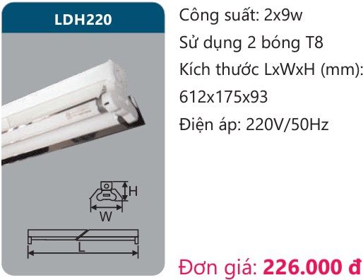 MÁNG ĐÈN CÔNG NGHIỆP CHÓA PHẢN QUANG DUHAL LDH220