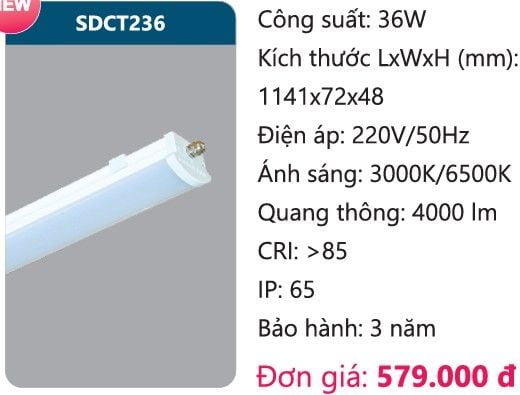 MÁNG ĐÈN LED CHỐNG THẤM CÔNG NGHIỆP DUHAL SDCT236 / 36W