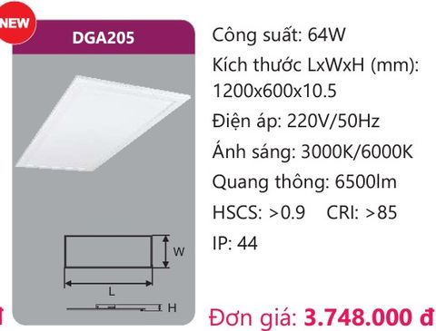  ĐÈN LED PANEL 600 X 1200 DUHAL DGA205 