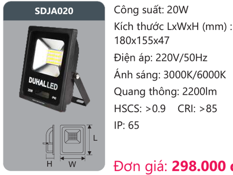  ĐÈN PHA LED DUHAL 20W SDJA020 