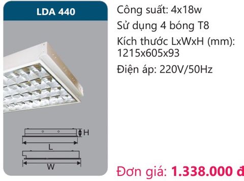  MÁNG ĐÈN ÂM TRẦN VĂN PHÒNG CHÓA PHẢN QUANG DUHAL LDA 440 