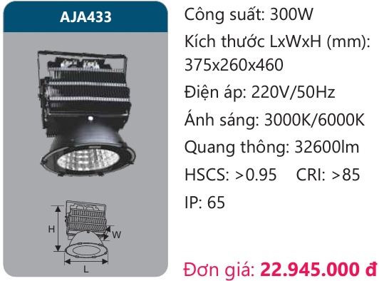 ĐÈN PHA LED DUHAL 300W AJA433