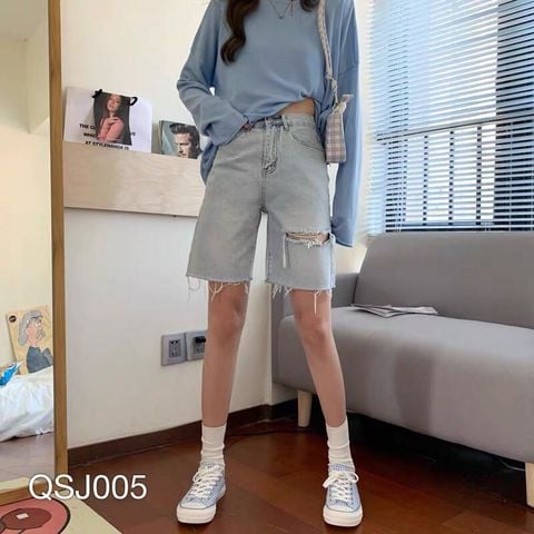 QSJ005 - QUẦN SHORT JEAN NỮ  WASH RÁCH