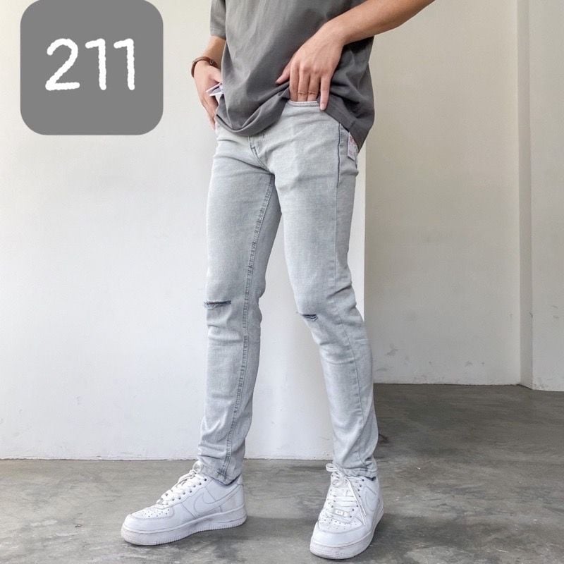 QUẦN JEAN NAM SLIM FIT XÁM BẠC - QJ211